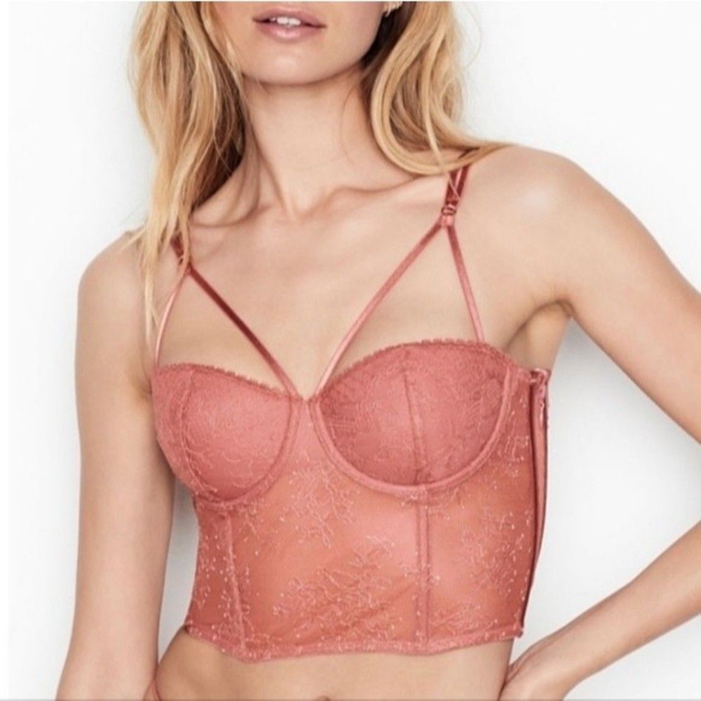 Victoria's Secret Very Sexy Lightly-Lined Cutout Bustier Top 34D Pink Corset